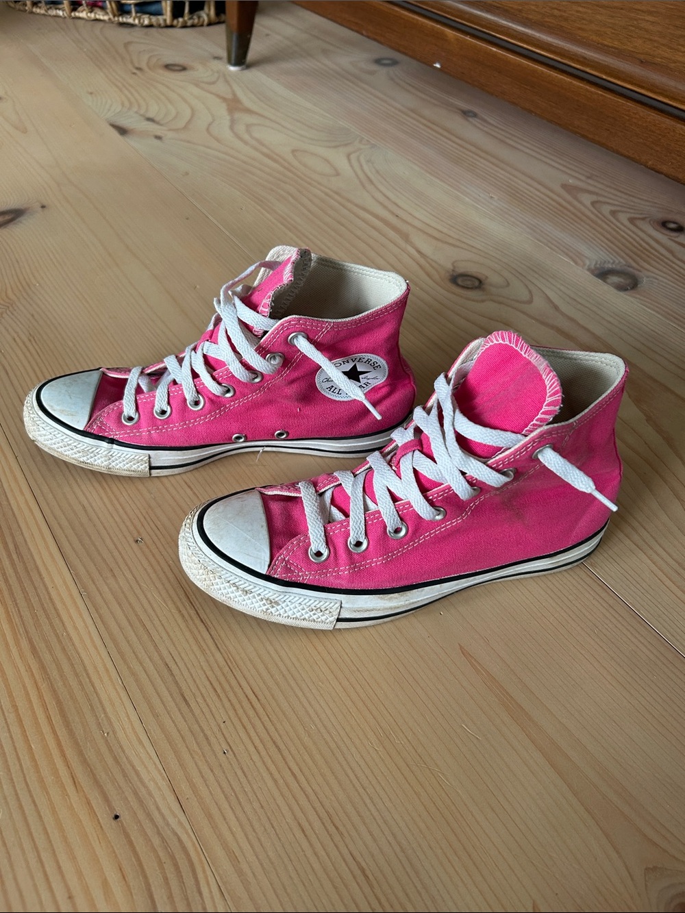 Converse High Top Canvas Sneakers in Bright Pink